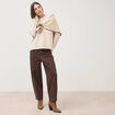 Pull droit col v manches longues creme femme