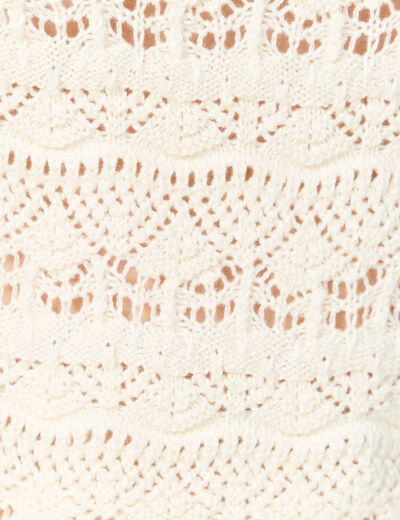 Débardeur tricot ajouré creme femme