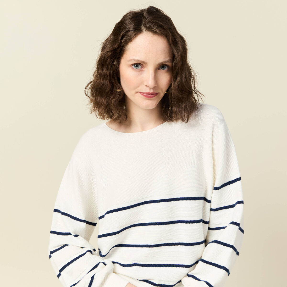 Pull manches longues bleu marine femme