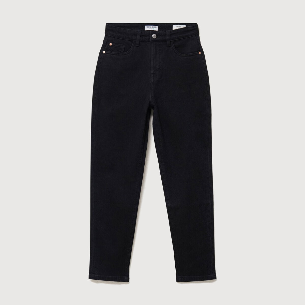 Jeans mom 7/8&egrave;me denim noir femme