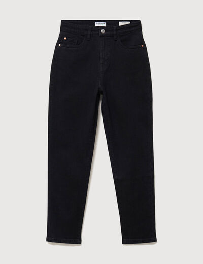Jeans mom 7/8&egrave;me denim noir femme
