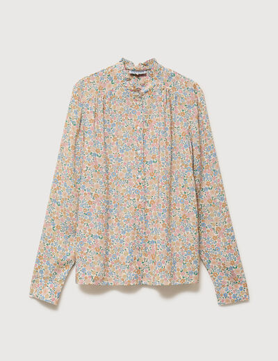 Chemise manches longues fluide bleu pastel femme
