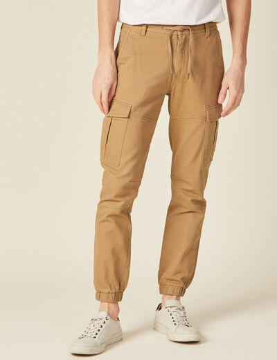 Pantalon cargo taille à cordon vert kaki homme