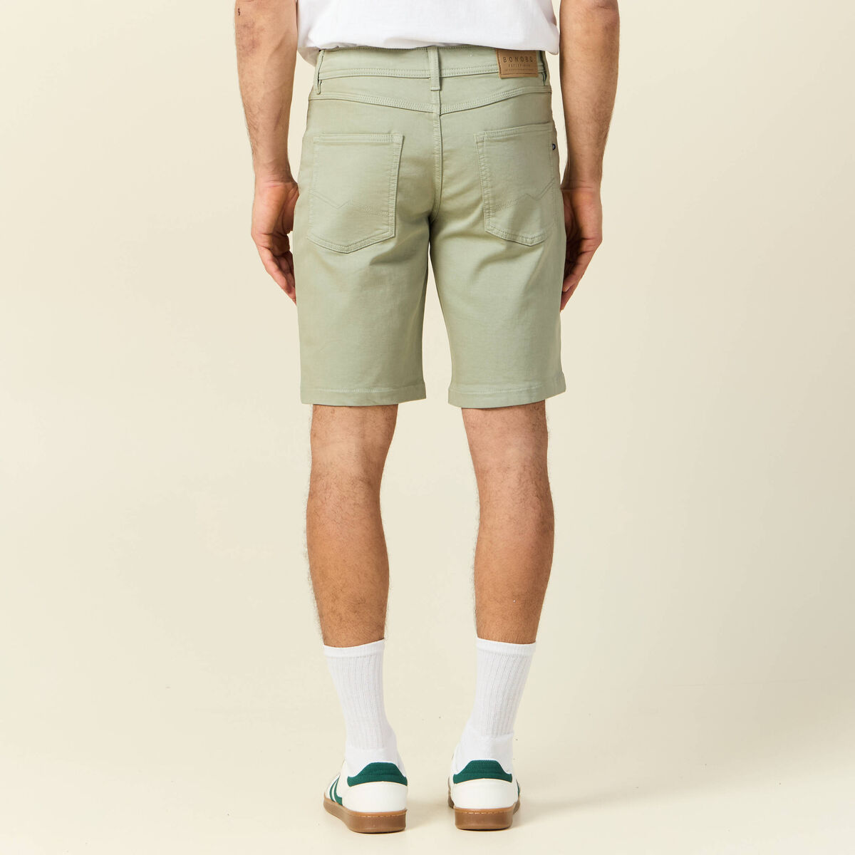 Bermuda droit 5 poches vert olive homme