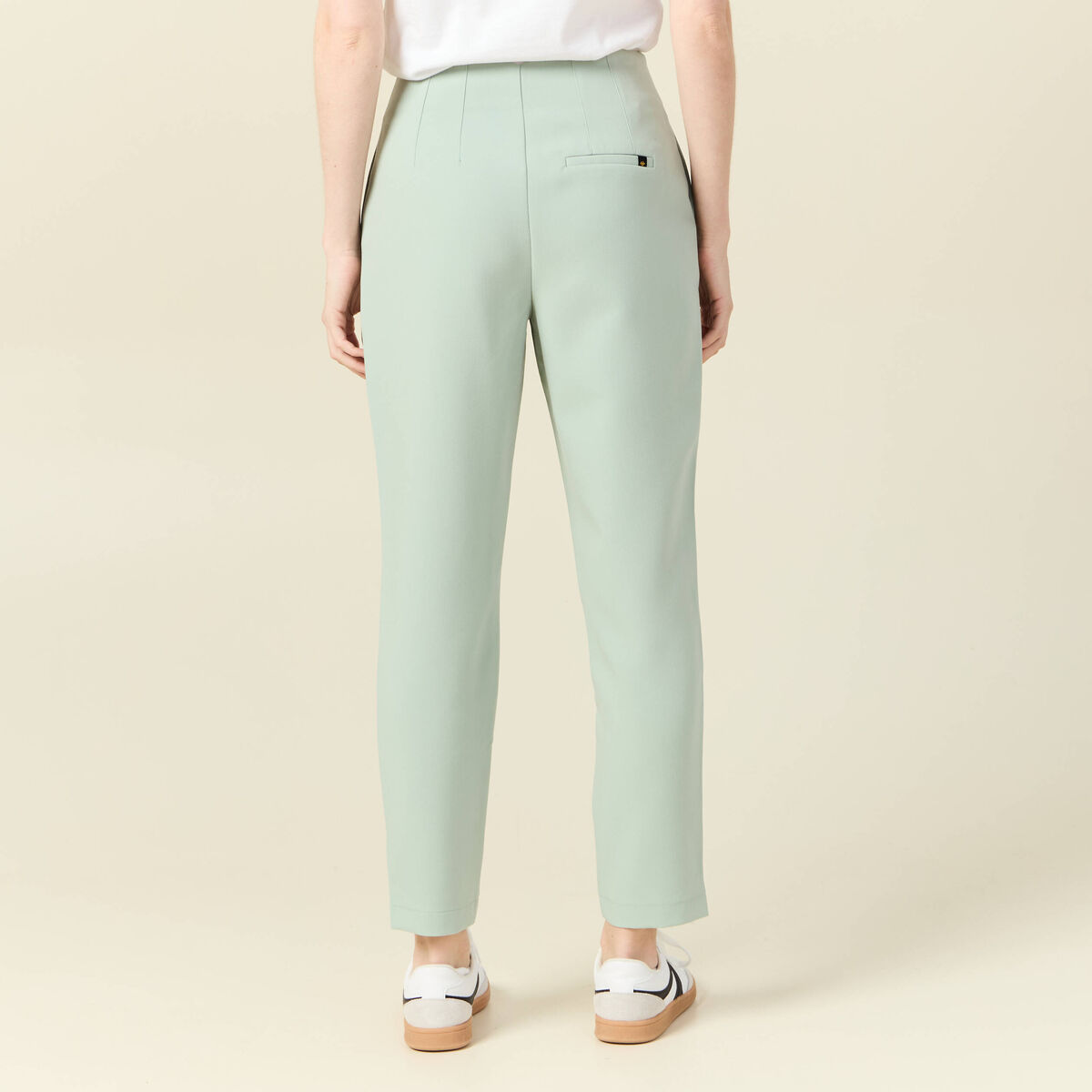 Pantalon cigarette vert olive femme