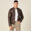 Blouson simili cuir vert kaki homme