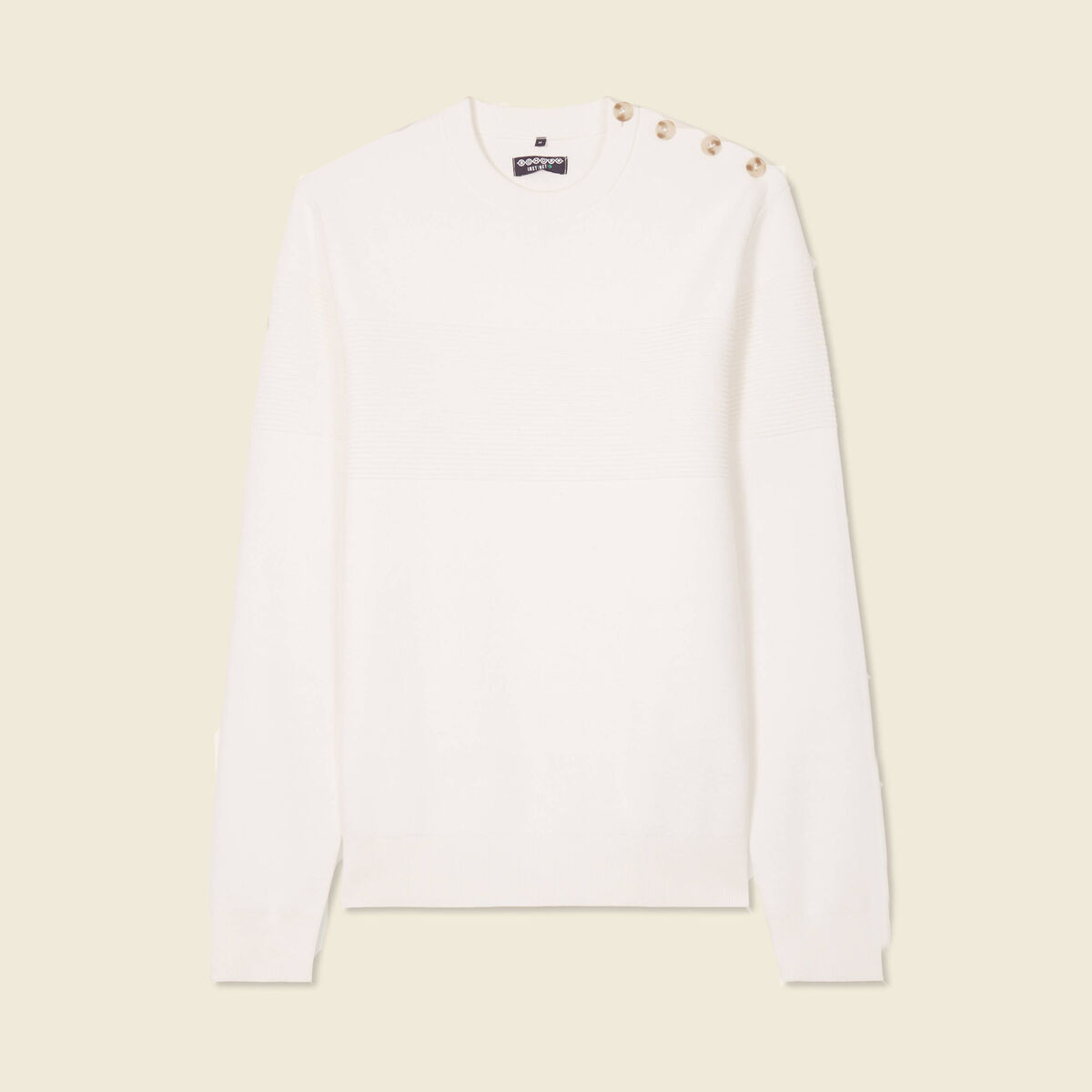 Pull manches longues col rond ecru homme