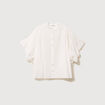 Blouse boyfriend manches coude en coton ecru femme