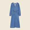 Robe longue évasée en jean denim used femme