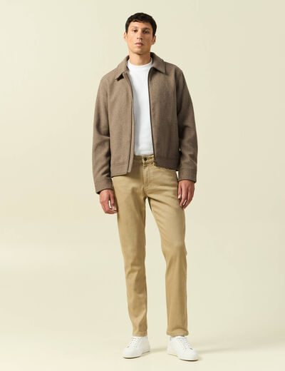 Jeans slim longueur 32 beige homme