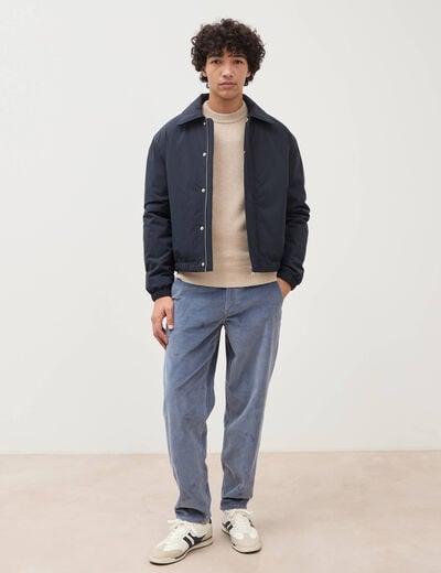 Pull droit col rond manches longues sable homme