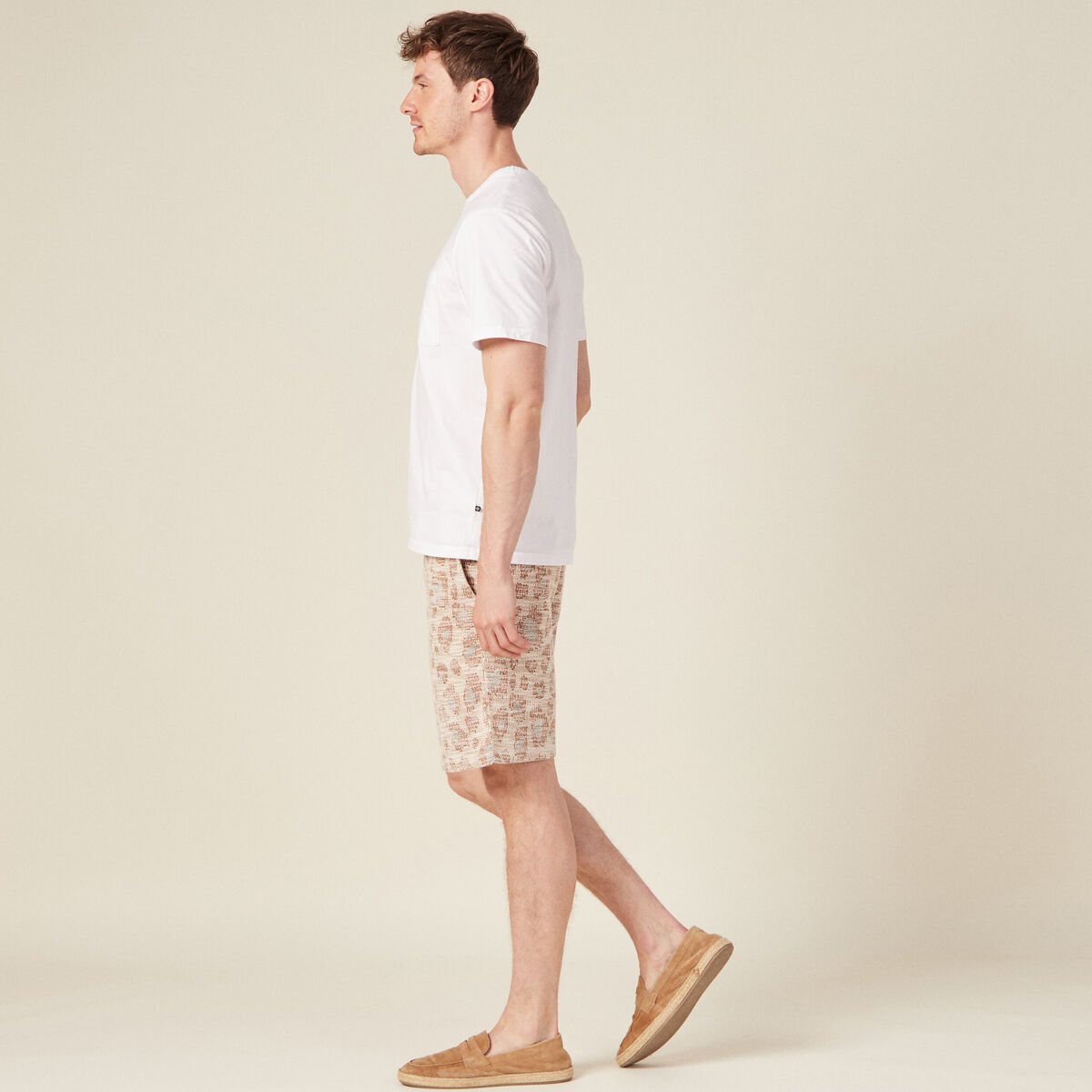 Bermuda droit taille nouée beige homme