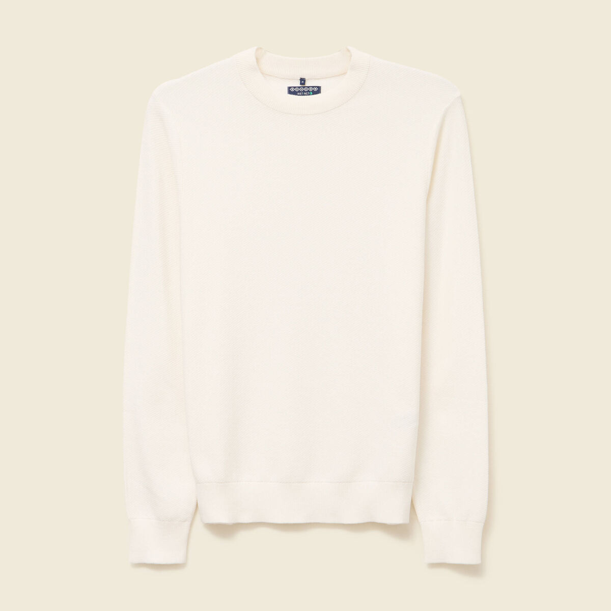 Pull col rond manches longues ecru homme