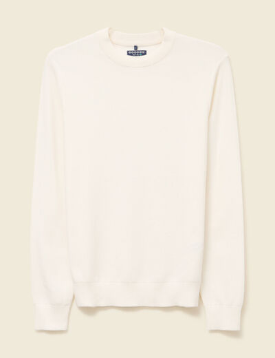 Pull col rond manches longues ecru homme