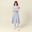 Robe longue évasée ceinturée ecru femme