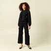 Blouse oversize col montant doubl&eacute;e noir femme