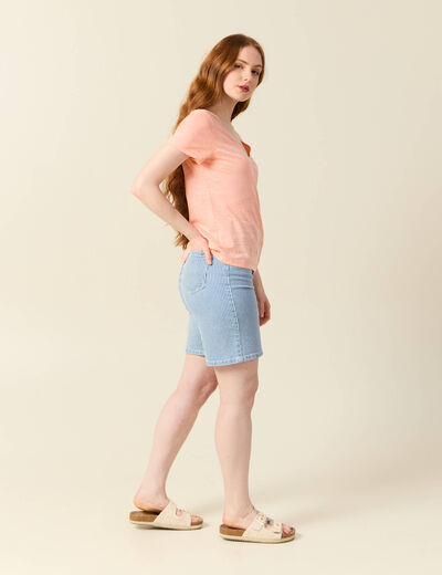 T-shirt en lin rose saumon femme