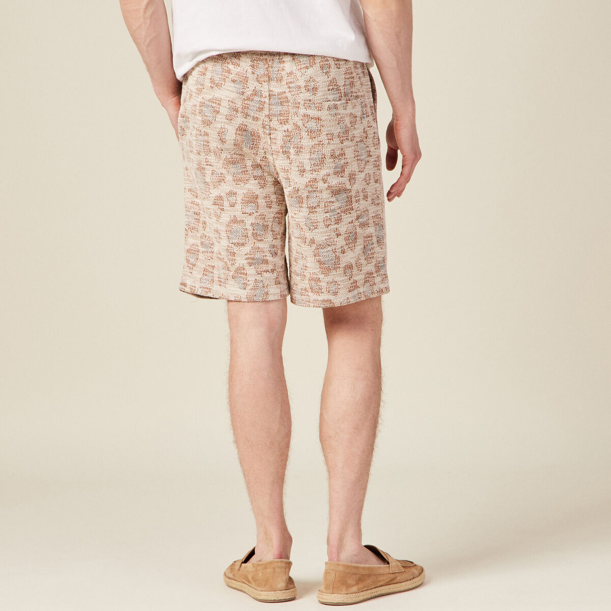 Bermuda droit taille nouée beige homme
