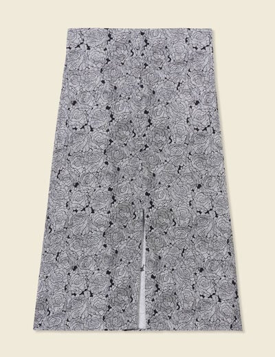 Jupe midi droite fendue noir femme