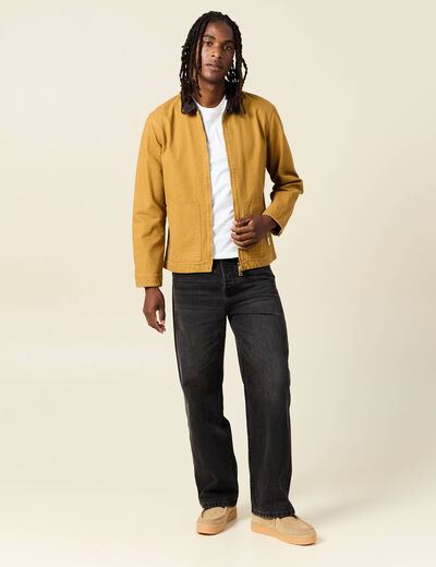 Blouson droit col velours camel homme