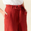 Short large taille haute rouge foncé femme