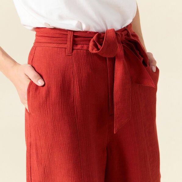 short large taille haute rouge fonce femme Short large taille haute rouge foncé femme