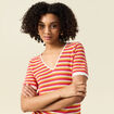 Pull manches courtes marron cognac femme