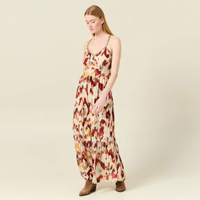 Robe longue évasée fluide sable femme