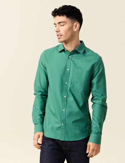 Chemise manches longues vert homme
