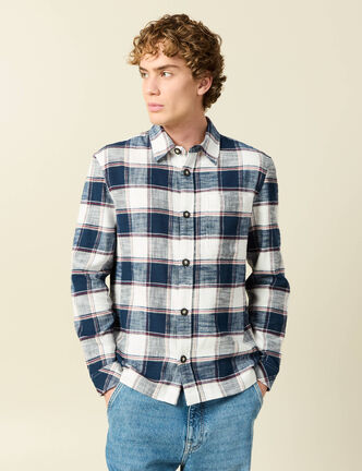 Surchemise en coton manches longues bleu marine homme