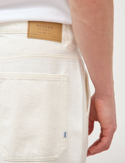 Bermuda en jean coton denim blanc homme