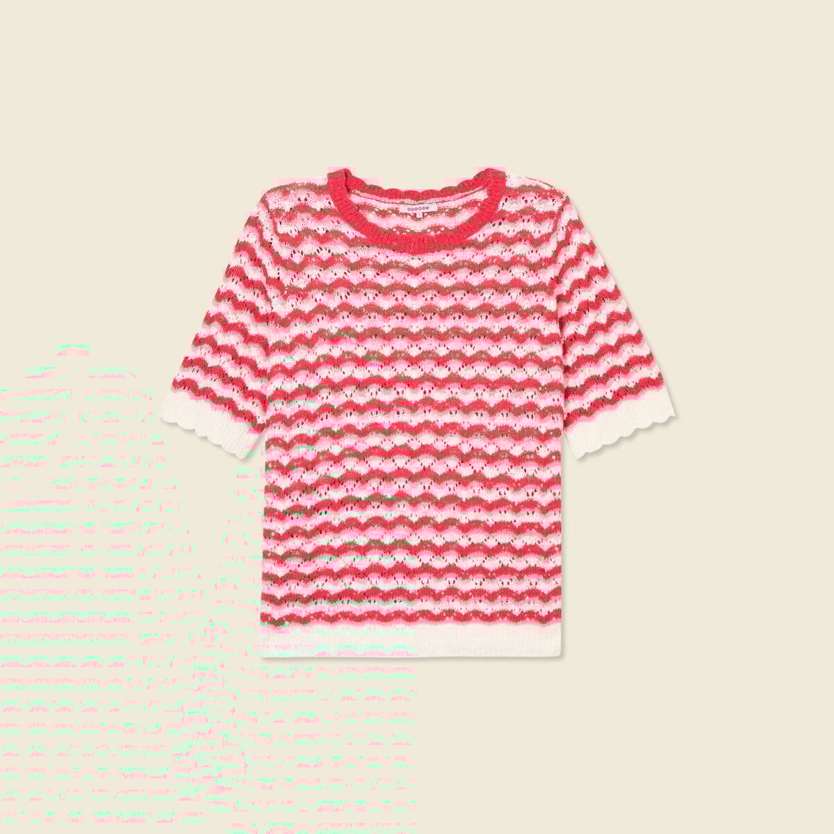 Pull manches courtes rouge femme