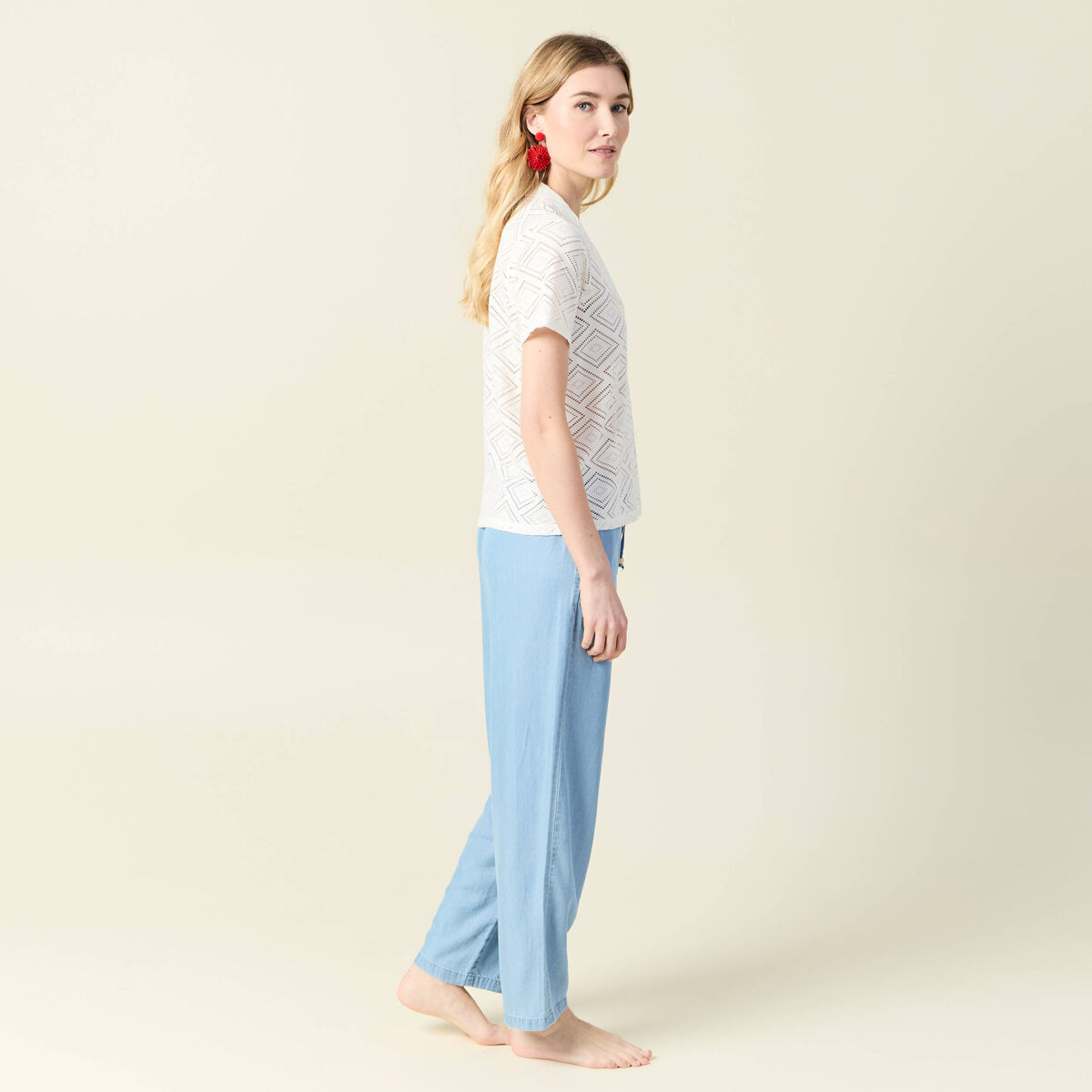 T-shirt manches courtes ecru femme