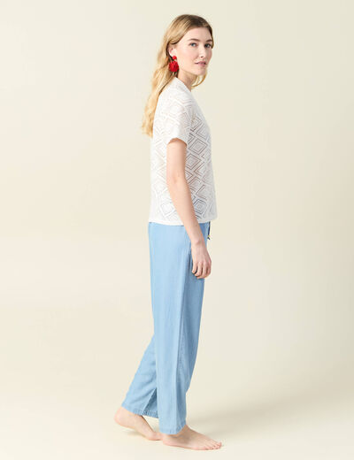 T-shirt manches courtes ecru femme