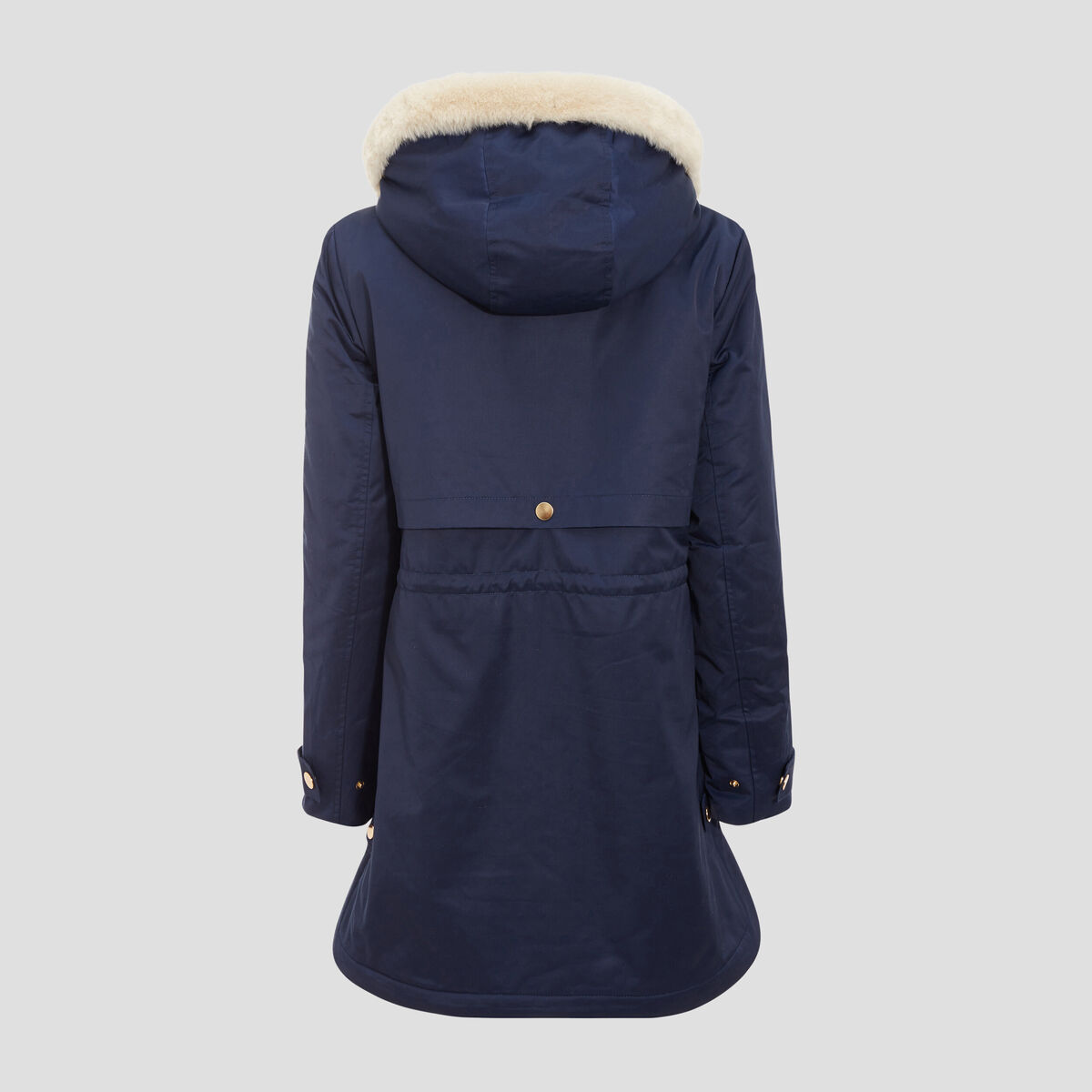 Parka droite &agrave; capuche bleu marine femme