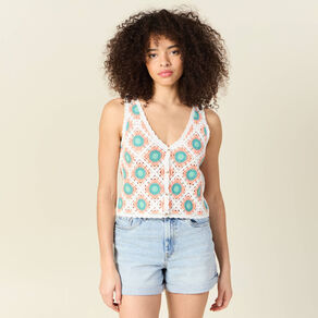 Débardeur en crochet vert clair femme