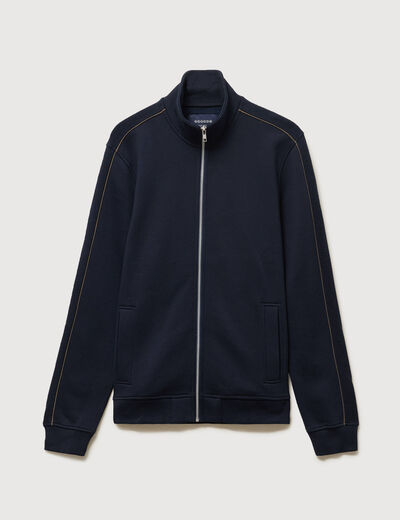 Gilet manches longues zipp&eacute; bleu marine homme