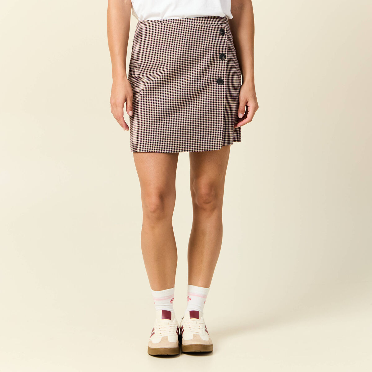Jupe courte portefeuille noir femme