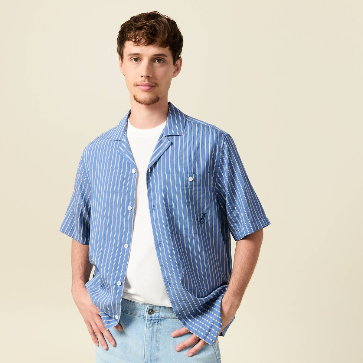 Chemise boyfriend manches courtes rouge foncé homme