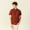 Chemise manches courtes marron cognac homme