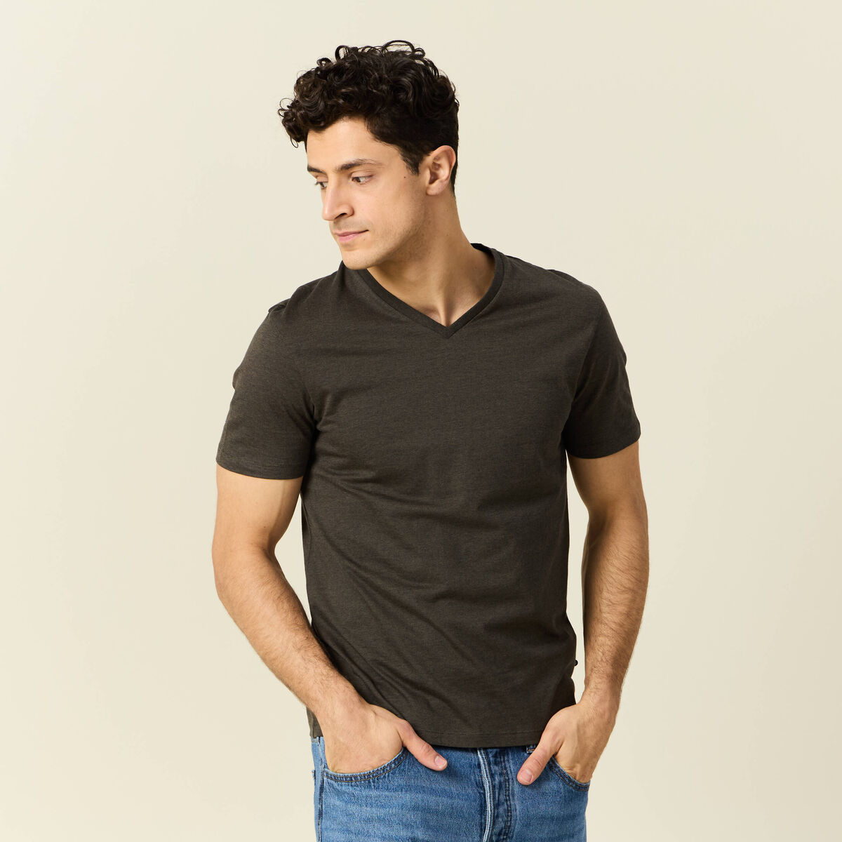 T-shirt manches courtes homme vert kaki homme