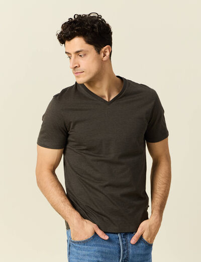 T-shirt manches courtes homme vert kaki homme