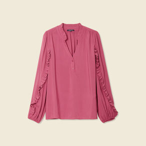 Blouse manches longues volants vieux rose femme