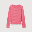 Pull droit col rond manches longues vieux rose femme