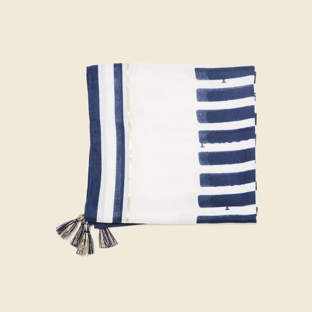 Foulard avec pompons blanc femme