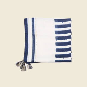 Foulard avec pompons blanc femme