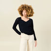 Pull à manches longues bleu marine femme