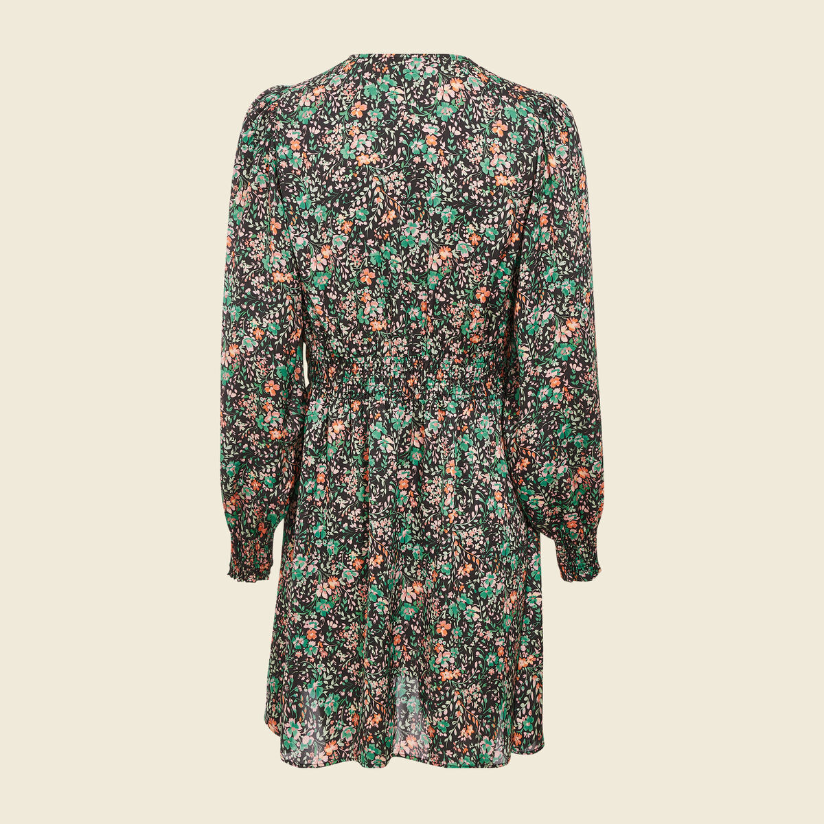 Robe taille marquée à volants noir femme