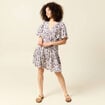 Robe col V manches courtes bleu femme