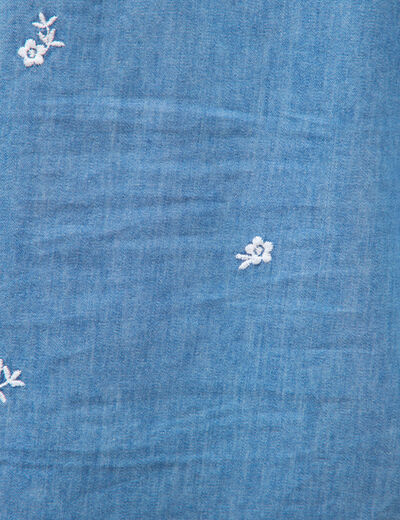 Top en jeans sans manches col rond bleu clair femme